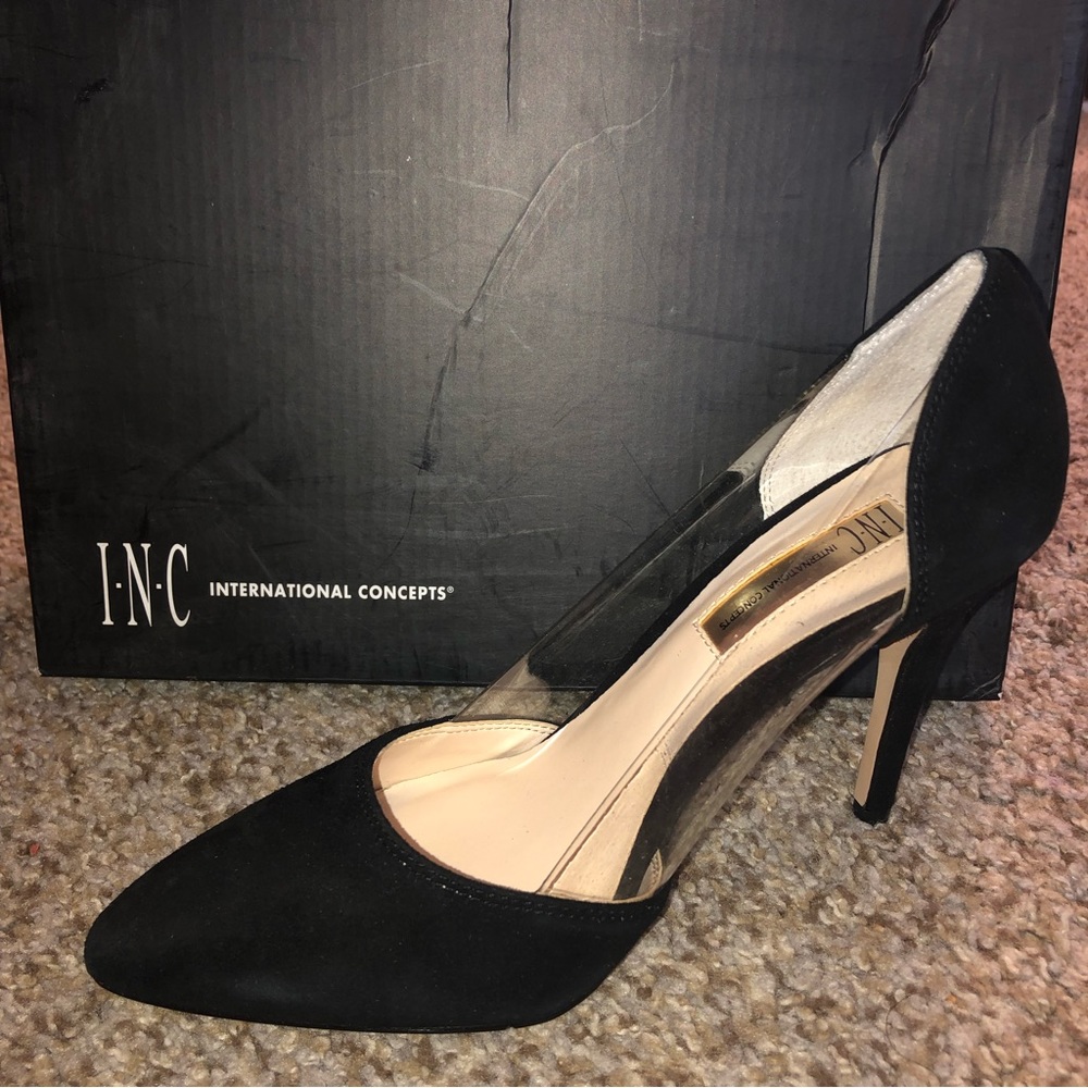 INC International Concepts Bretty Womens Black Pointed Toe Synthetic Heels - 6M
